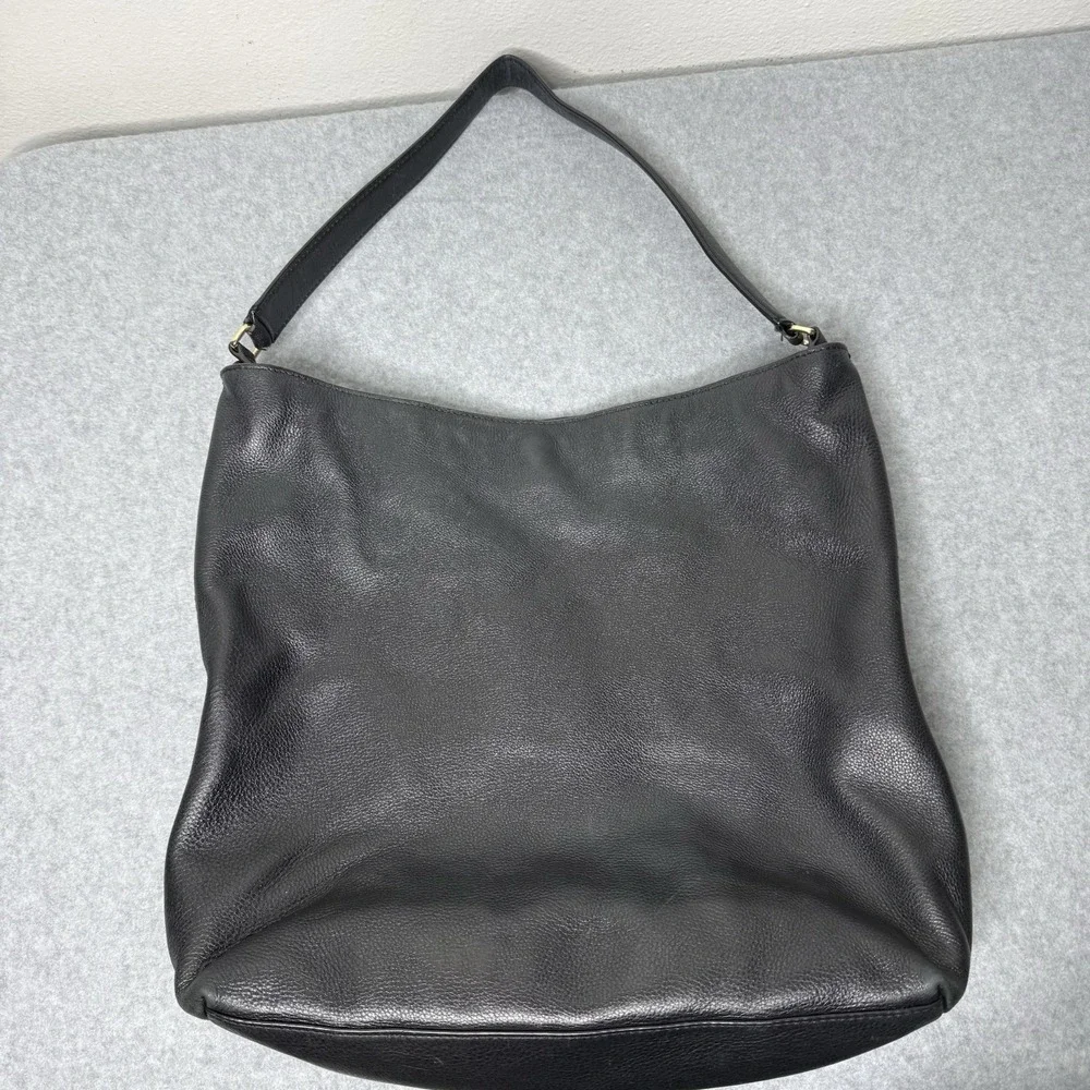 Tory‎ Burch Frida Black Pebbled Leather Hobo Bag Purse Top Handle Tote Classic